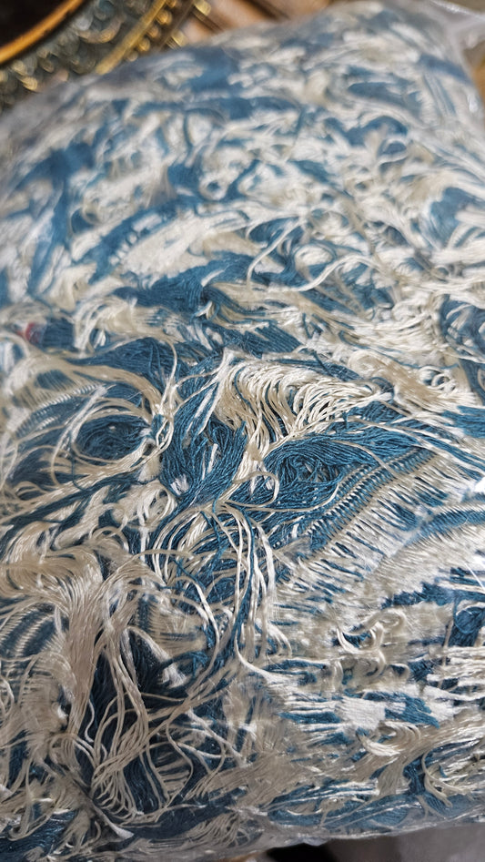 WATER SPARKLE - shaggy fringe ribbon for tapestry weaving and fiber art - TEAL017 (1.5 lb)