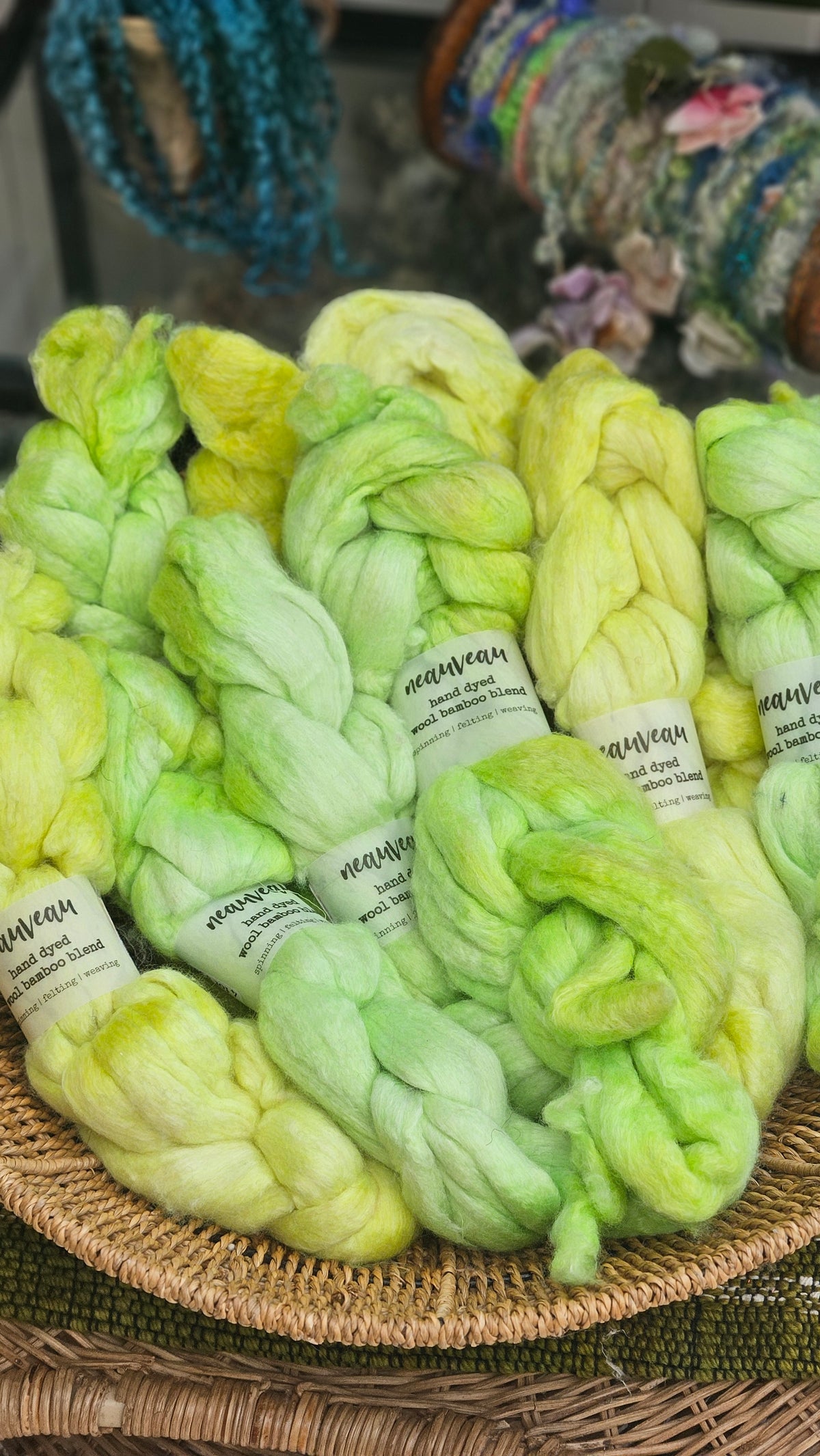 Honeydew Pearl - wool bamboo roving for felting and blending - 2 ounces | 57 grams