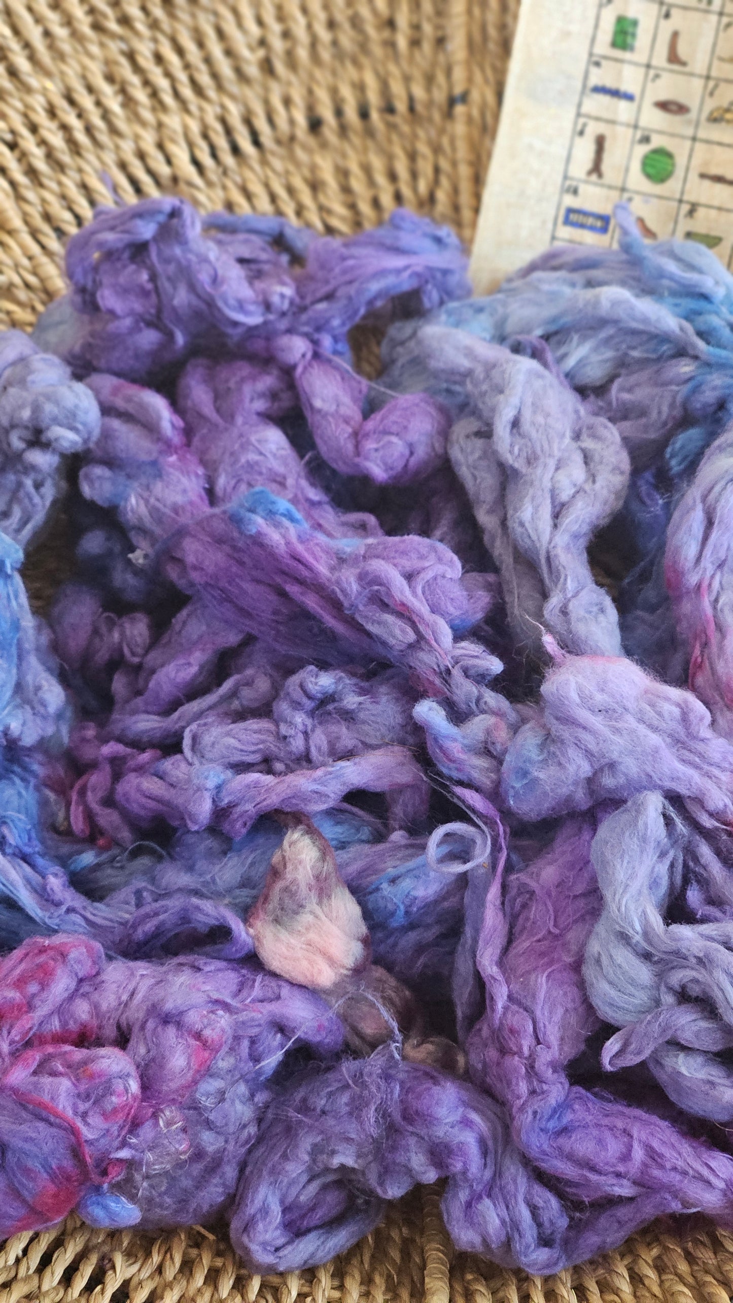 MEMPHIS Hand-Dyed Organic Extra Fine Cotton Noil for fiber art, texture blending, and papermaking - 1 ounce | 28 grams