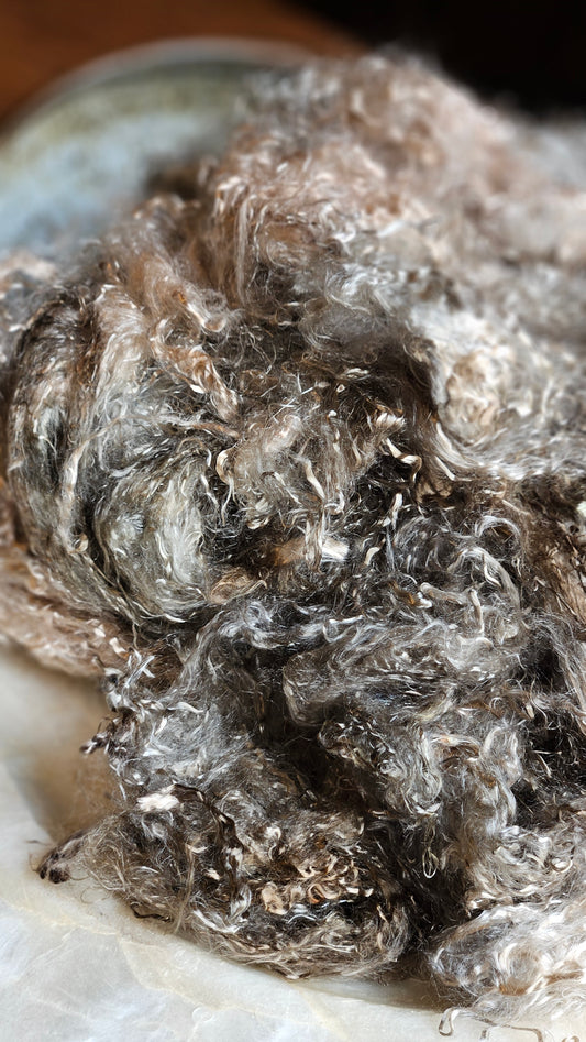 HEMATITE - hand-dyed eucalyptus crimp faux-silk for art yarn embellishing, fiber blending, felting, and papermaking - 2 oz | 57 g