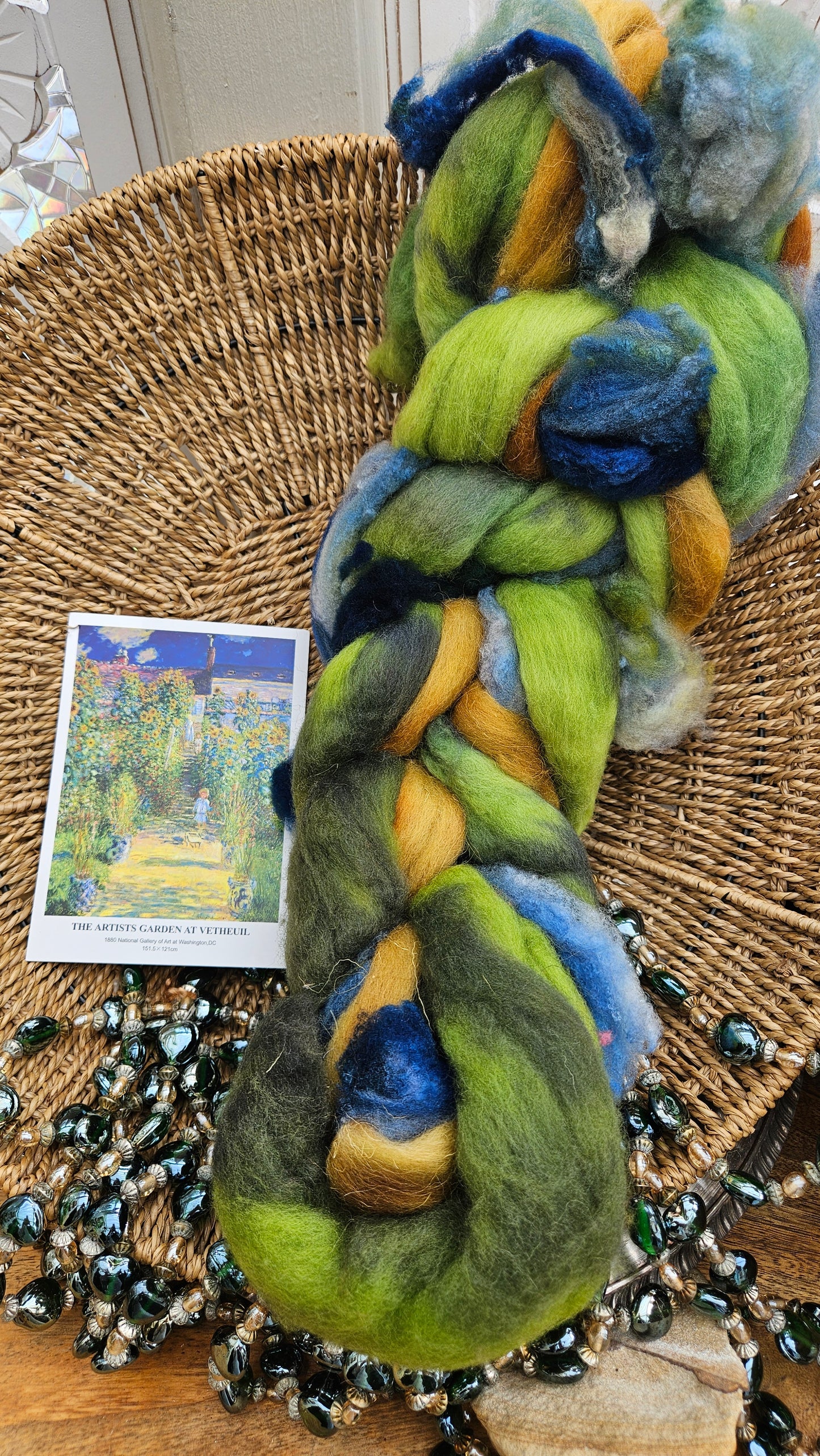 ART ROVING - hand-dyed Polwarth Churro Merino - Monet The Artists Garden 109 - 3.9 oz