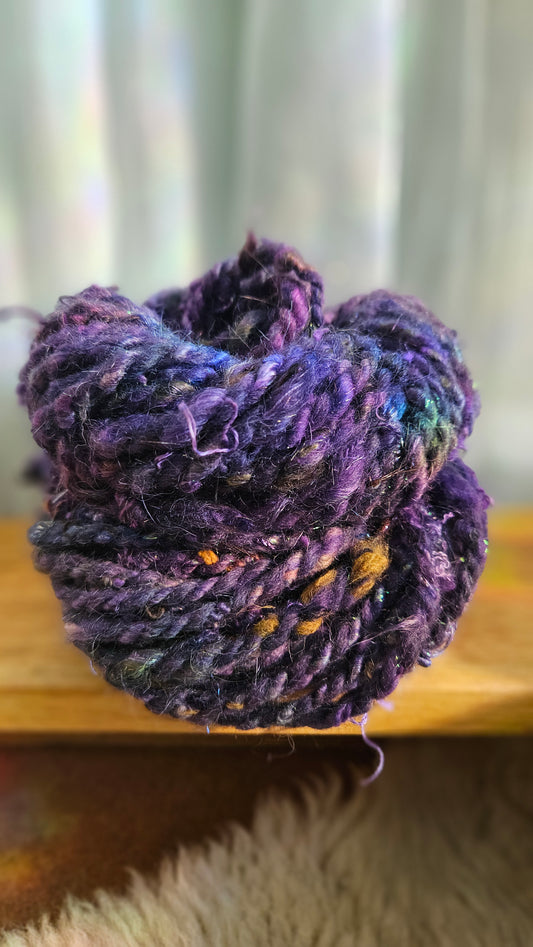 WINTER FIG - Bulky Handspun Art Yarn XL Skein - 24 yards | 2.8 ounces | 79 grams