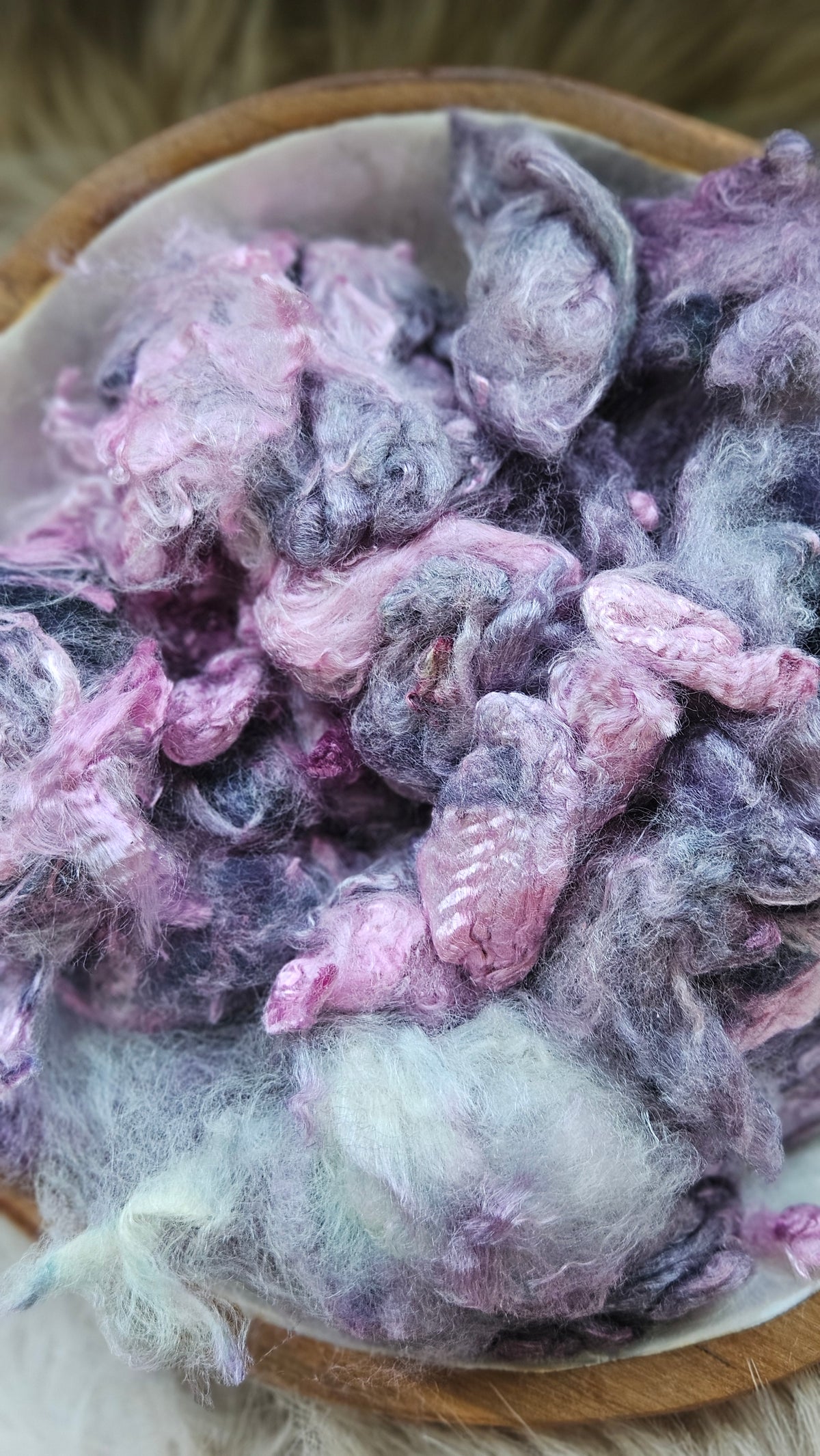 Fig Pudding - hand-dyed fine wool and silky bamboo mill ends - 5 oz | 142 g