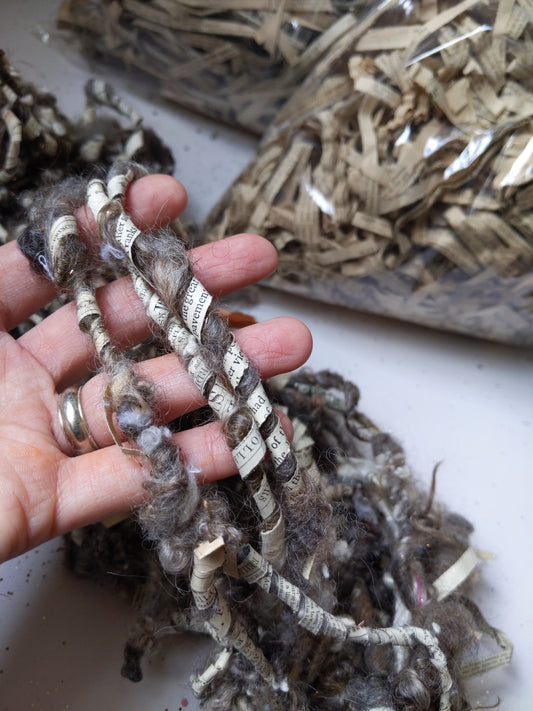 1800s antique paper ribbons for papermaking - 4 oz | 113 g