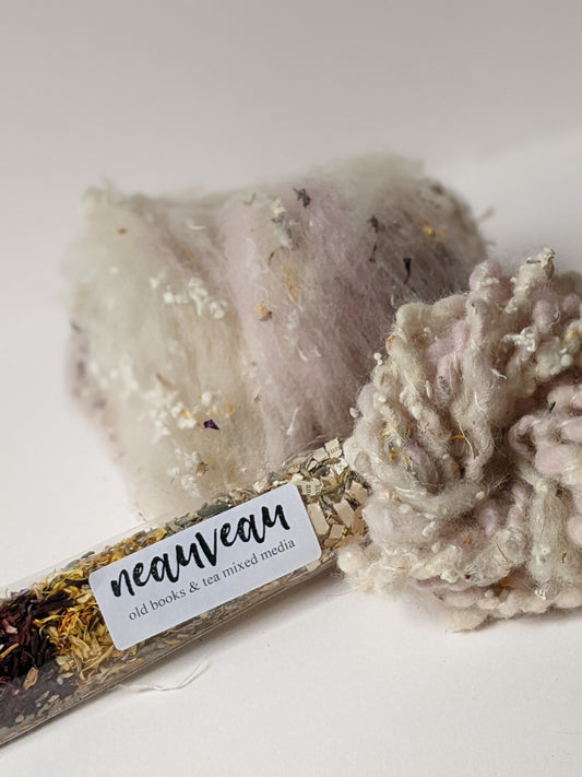 Dried lavender, hibiscus, calendula, and 1800s paper bits for papermaking - 1 oz | 28 g