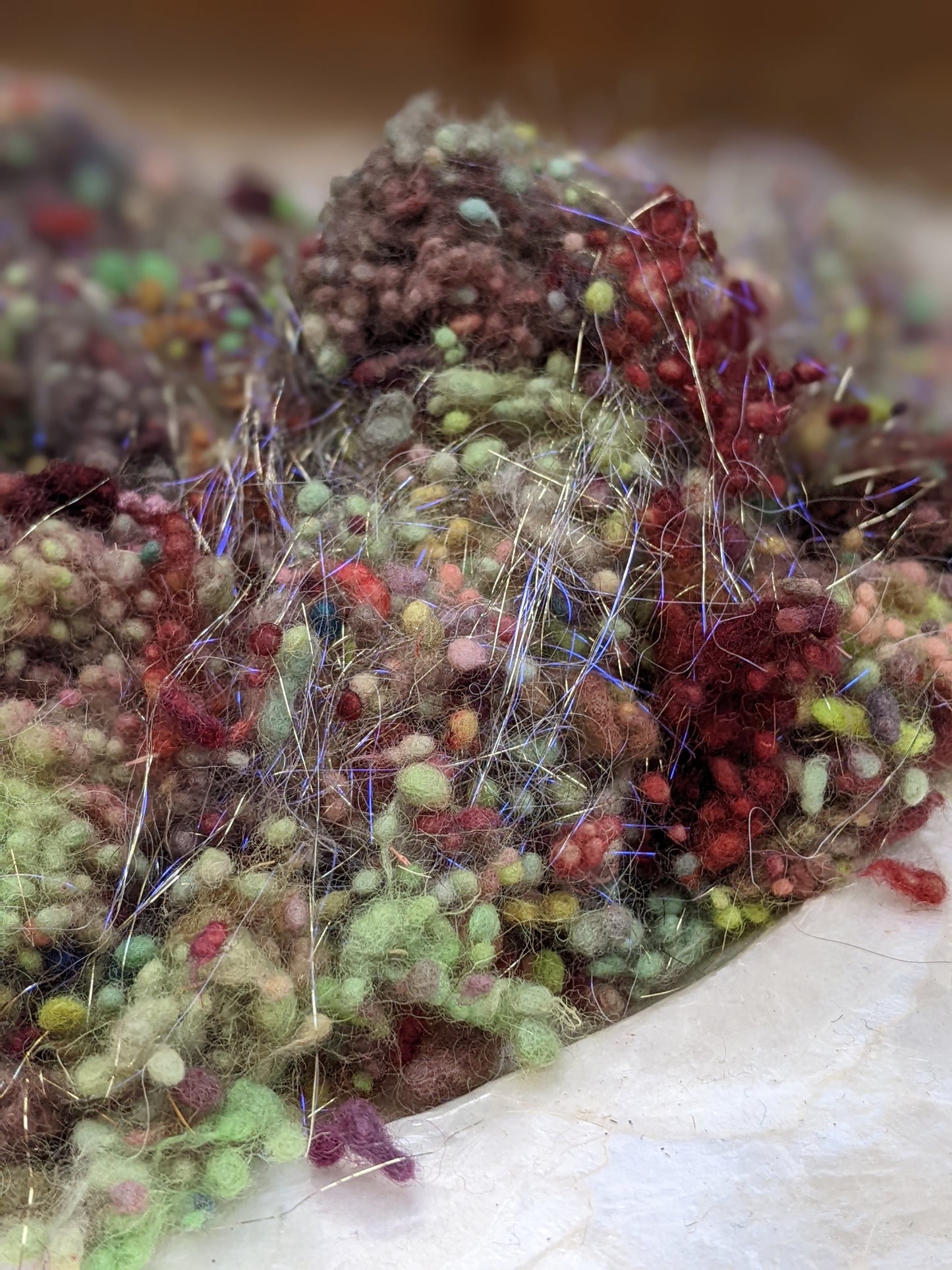 MARI - hand-dyed fine wool nepps with sparkle for fiber blending and felting - 1 oz | 28 g