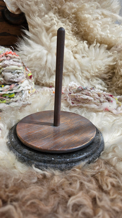 Handcrafted Yarn Bobbin Spinning Stand in Corian and Wood - M3