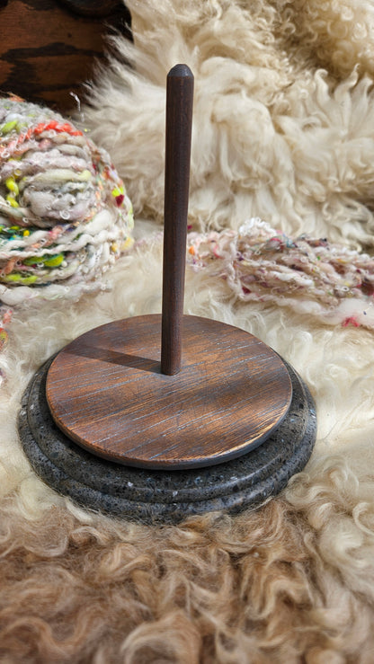 Handcrafted Yarn Bobbin Spinning Stand in Corian and Wood - M3