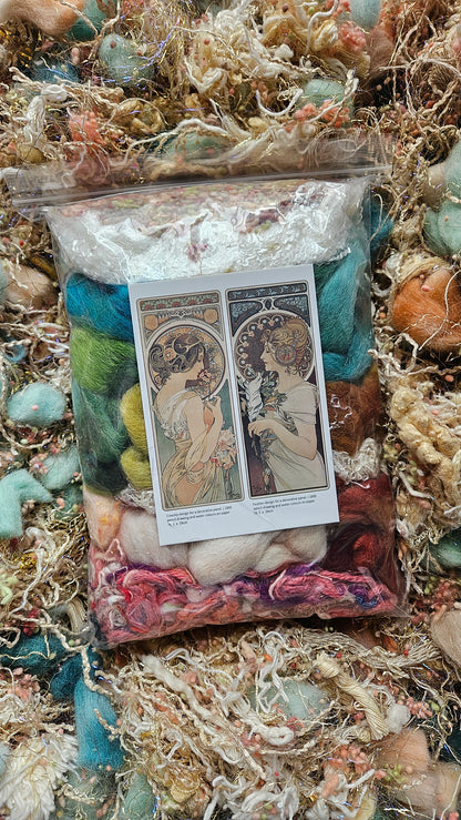 ALPHONSE MUCHA Inspired Fiber Artist Wool and Texture Palette - 8 ounces (WAFA)