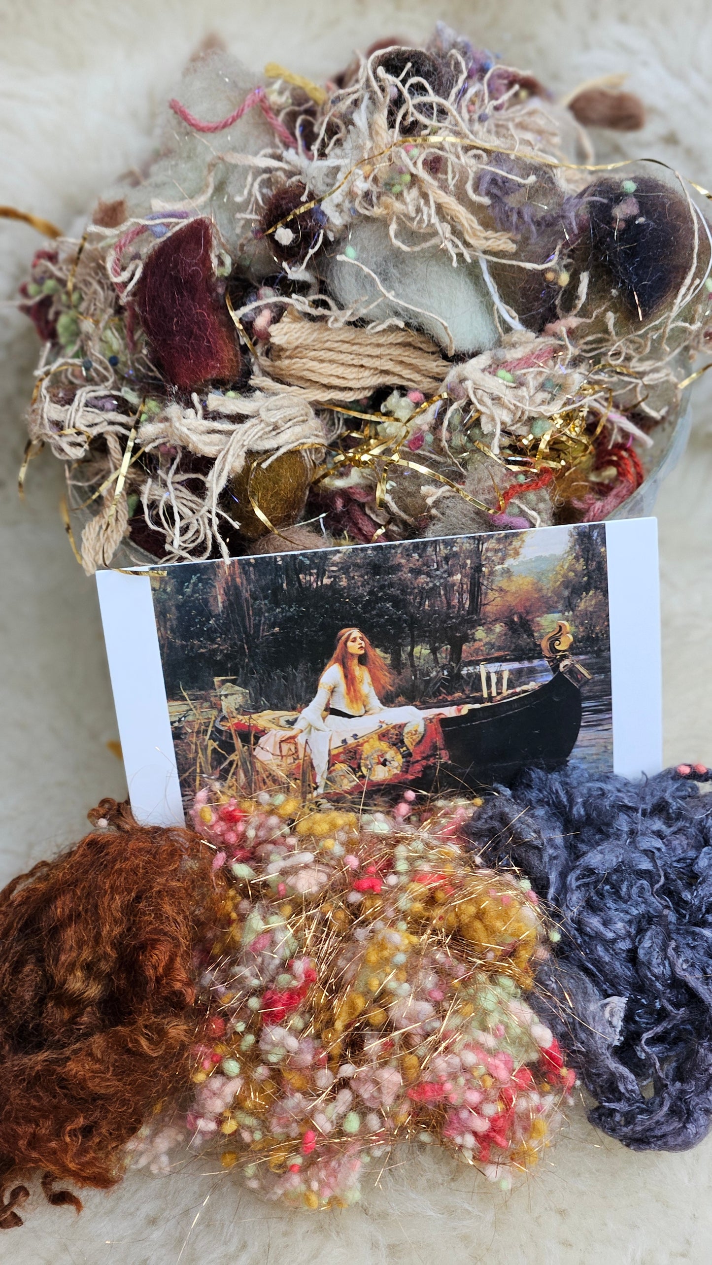 LADY OF SHALOTT - Waterhouse Inspired Fiber Art Texture Blend - 2.5 ounces