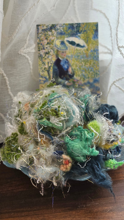 THE UMBRELLA Renoir Inspired Fiber Art Texture Eucalyptus Crimp Blend - 2 ounces