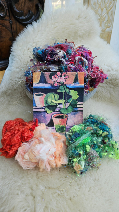 POT OF GERANIUMS Matisse Inspired Fiber Art Texture Bamboo Blend Kit - 2.5 ounces