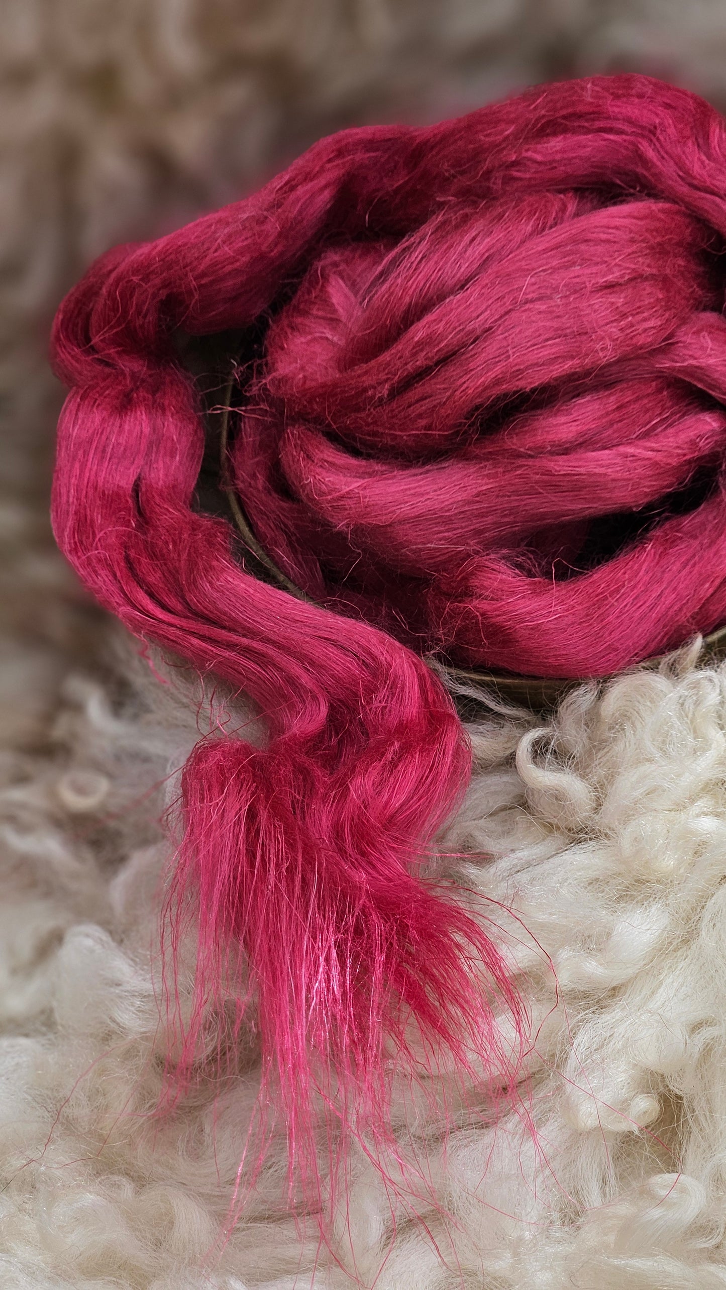 HIBISCUS Dyed Flax Linen Roving - 1 ounce