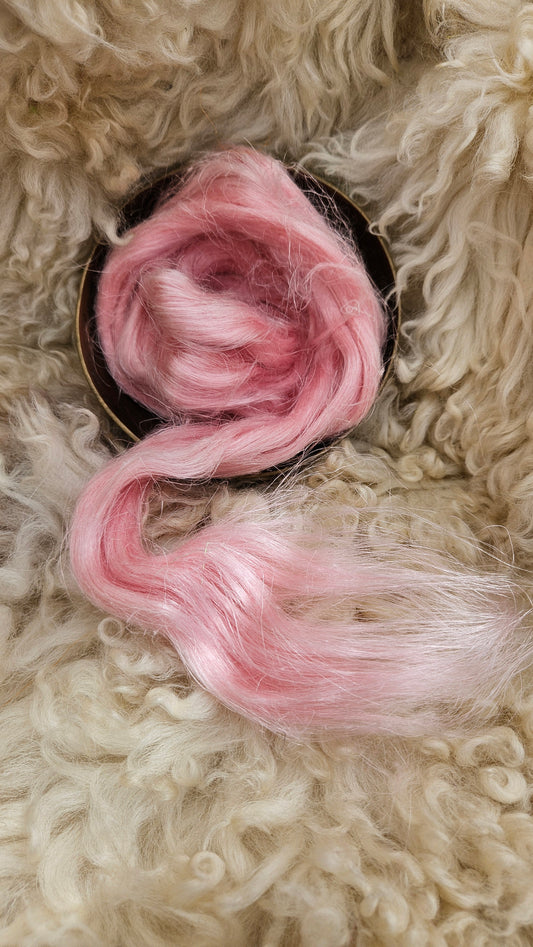 PINK PEPPERMINT Dyed Flax Linen Roving - 1 ounce