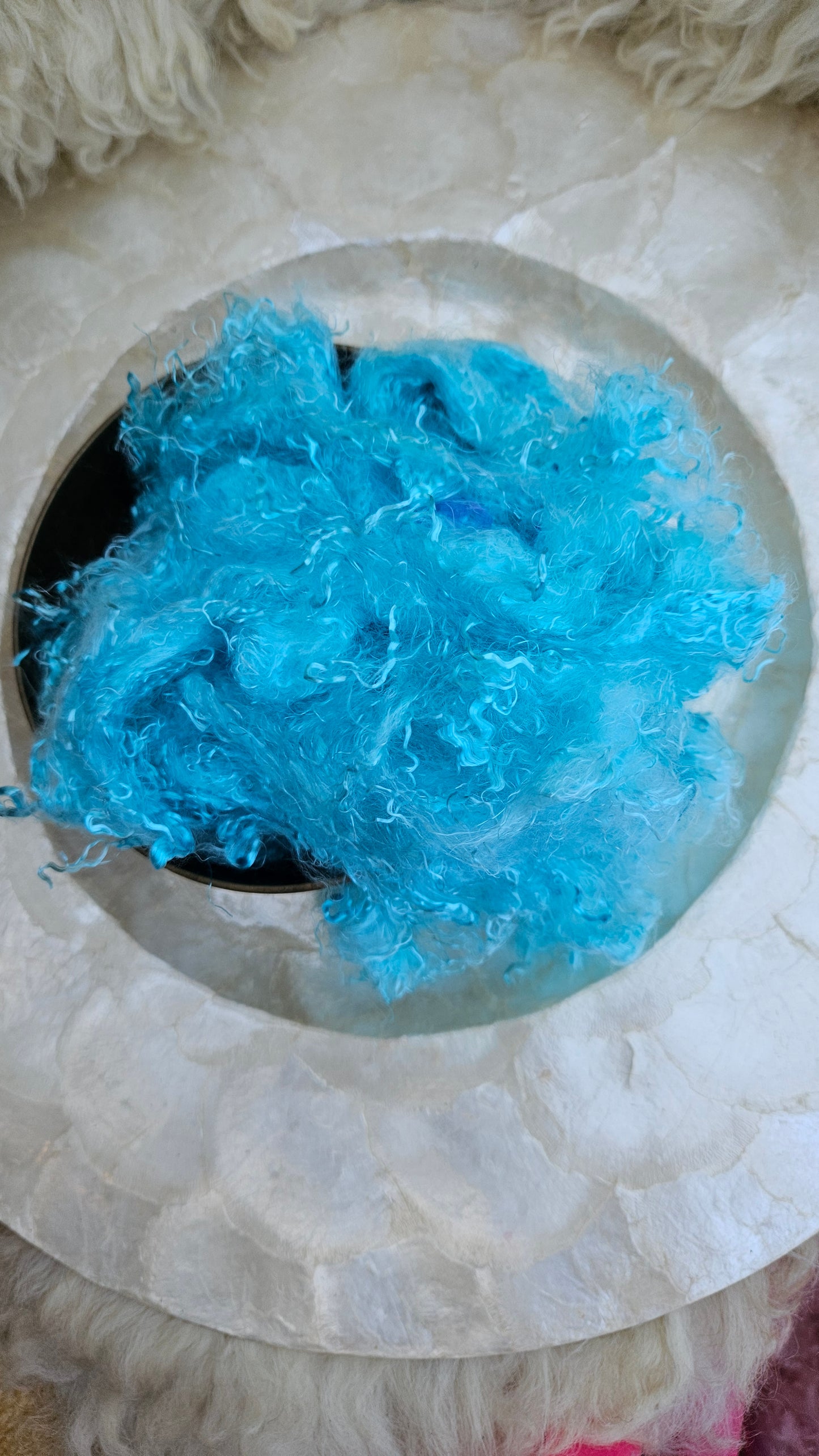 AQUAMARINE Eucalyptus Crimp Hand Dyed Effects Fiber - 2 ounces