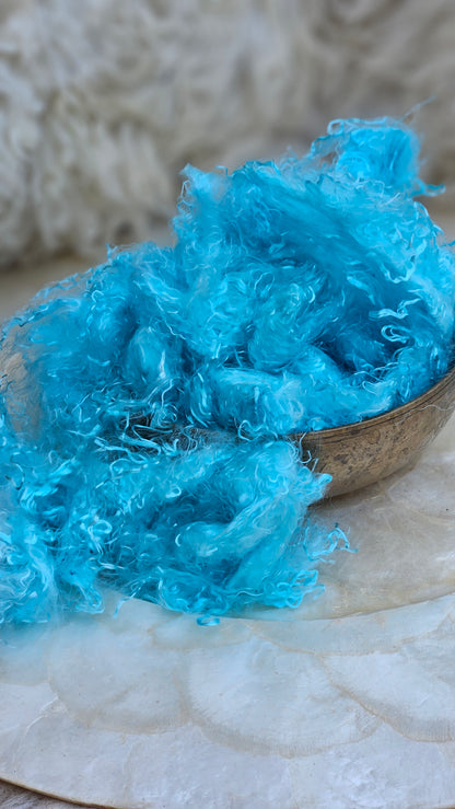 AQUAMARINE Eucalyptus Crimp Hand Dyed Effects Fiber - 2 ounces