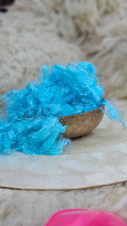 AQUAMARINE Eucalyptus Crimp Hand Dyed Effects Fiber - 2 ounces