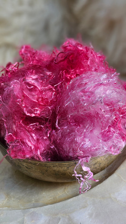 RHODOLITE Eucalyptus Crimp Hand Dyed Effects Fiber - 2 ounces