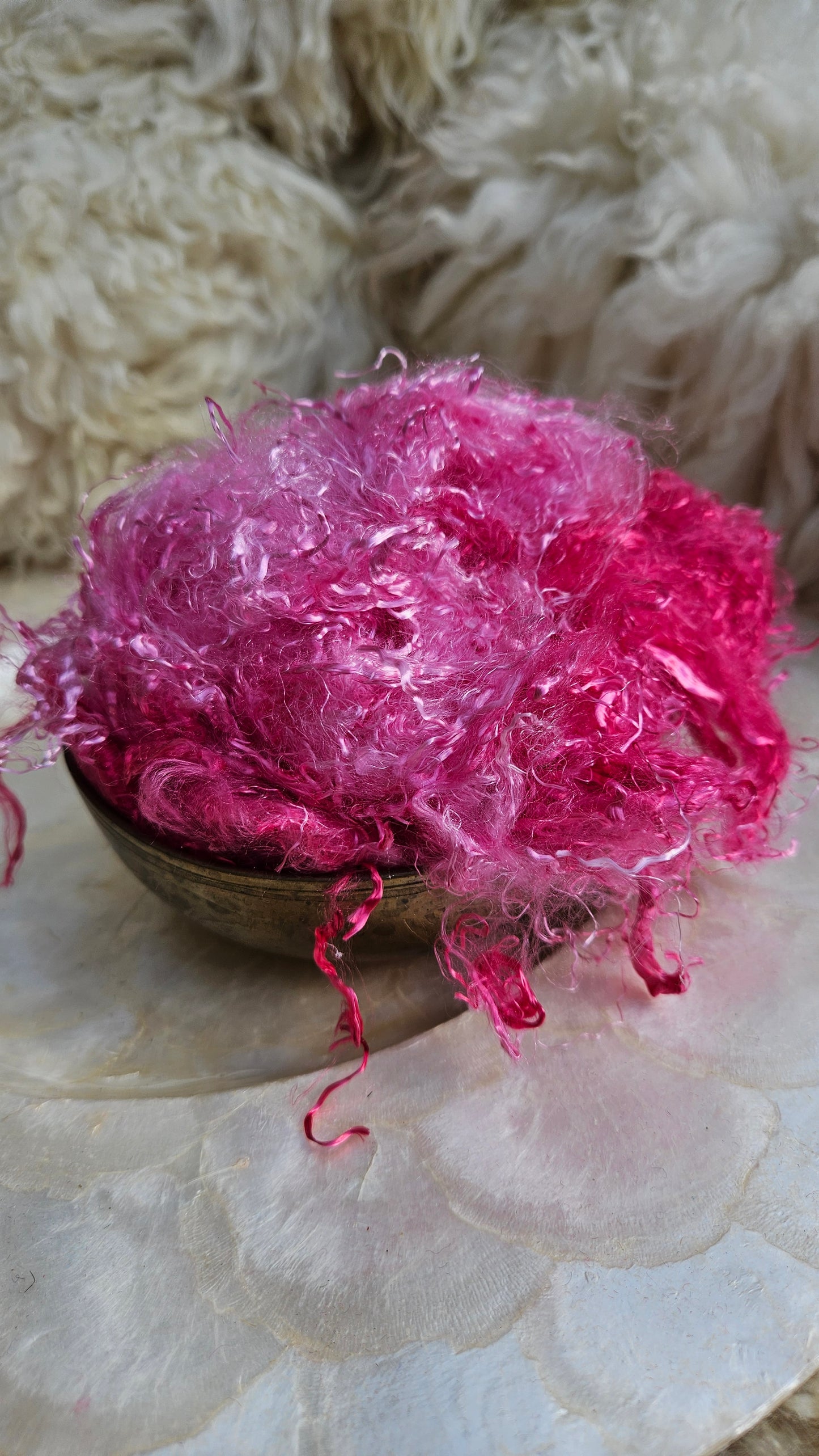 RHODOLITE Eucalyptus Crimp Hand Dyed Effects Fiber - 2 ounces