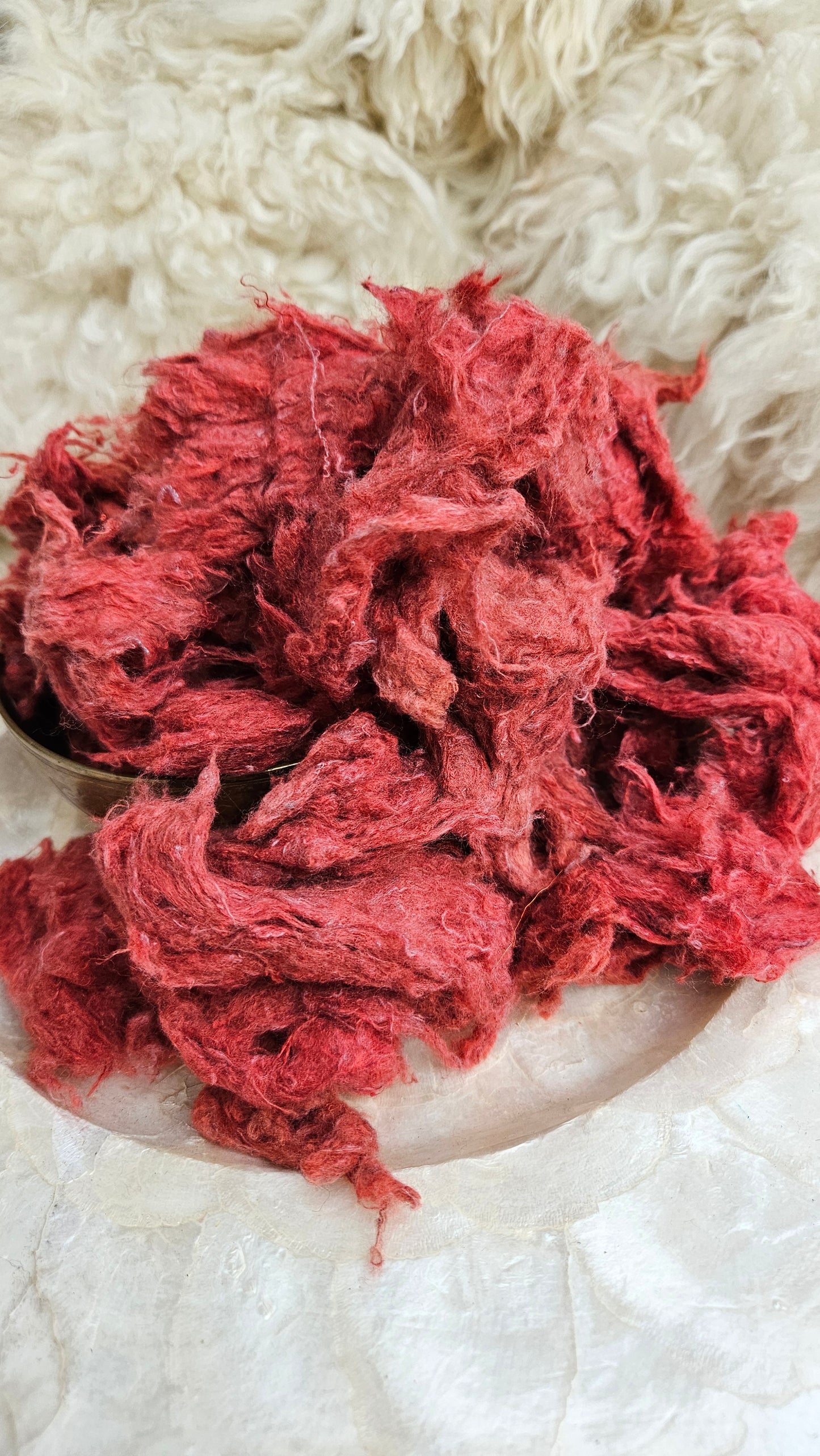 AMARANTH Dyed Recycled Cotton Noil - 2.5 ounces