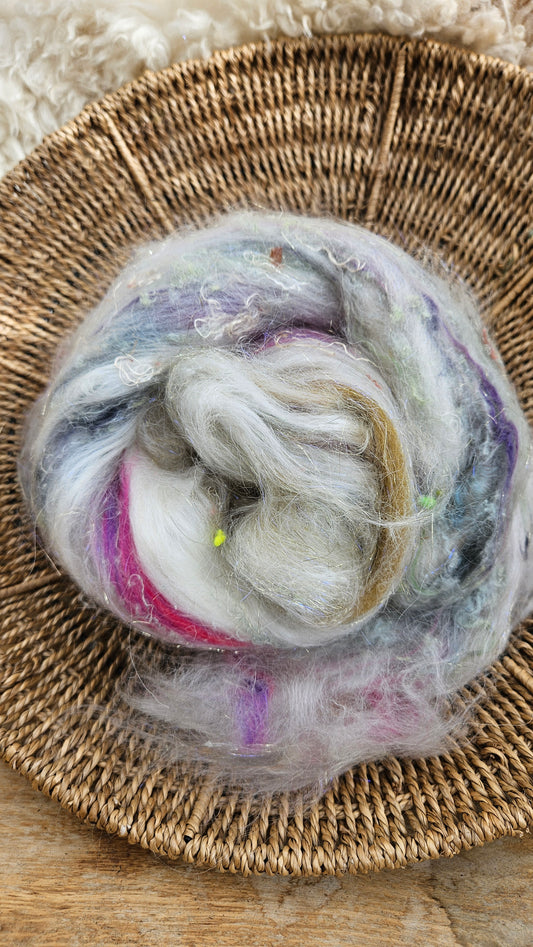 Baroque Inspired Mohair and Texture Art Batt 008 - 4.3 ounces