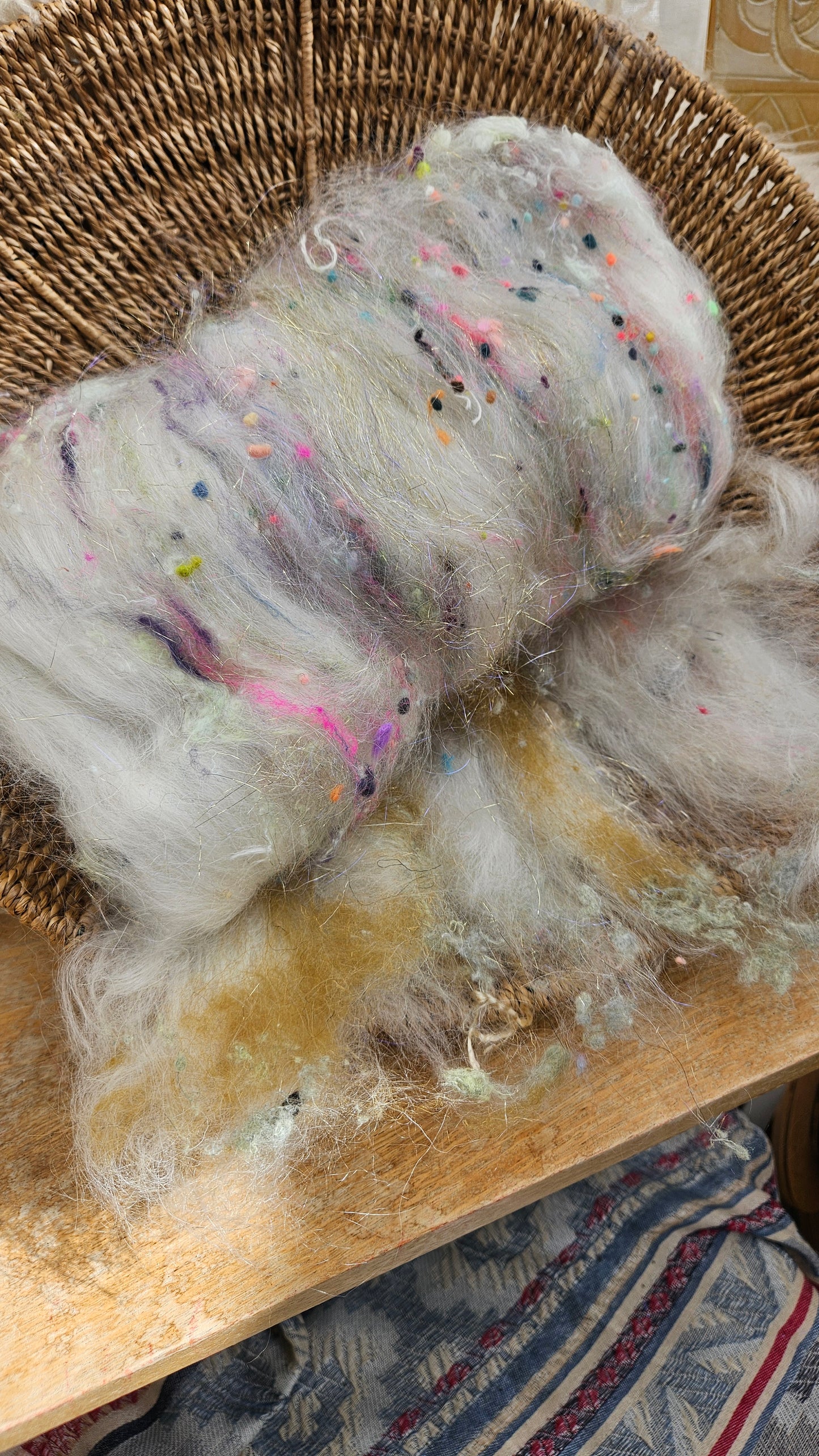 Baroque Inspired Mohair and Texture Art Batt 015 - 3.4 ounces