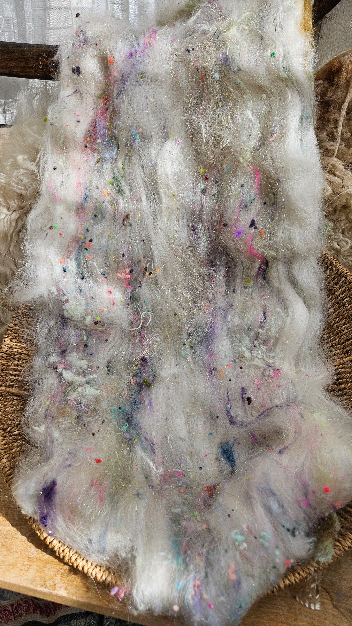 Baroque Inspired Mohair and Texture Art Batt 015 - 3.4 ounces