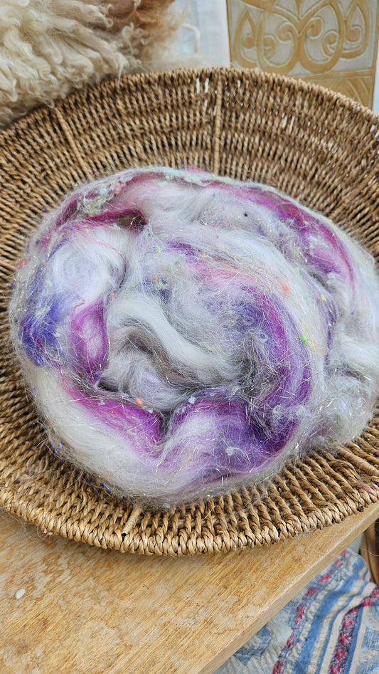 Baroque Inspired Mohair and Texture Art Batt 006 - 3.7 ounces