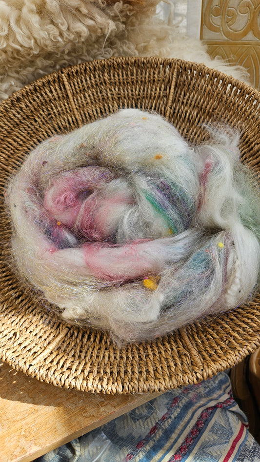 Baroque Inspired Mohair and Texture Art Batt 014 - 3.9 ounces