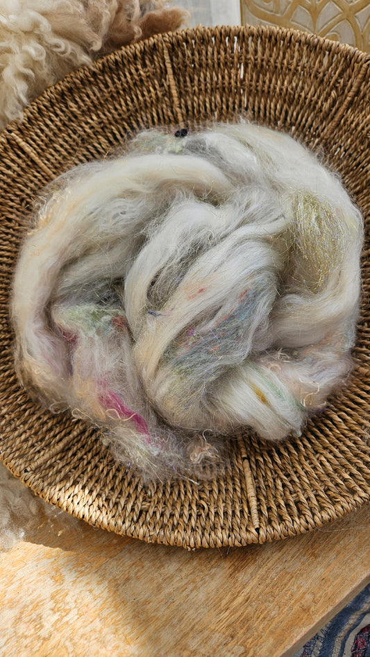 Baroque Inspired Mohair and Texture Art Batt 007 - 3.9 ounces