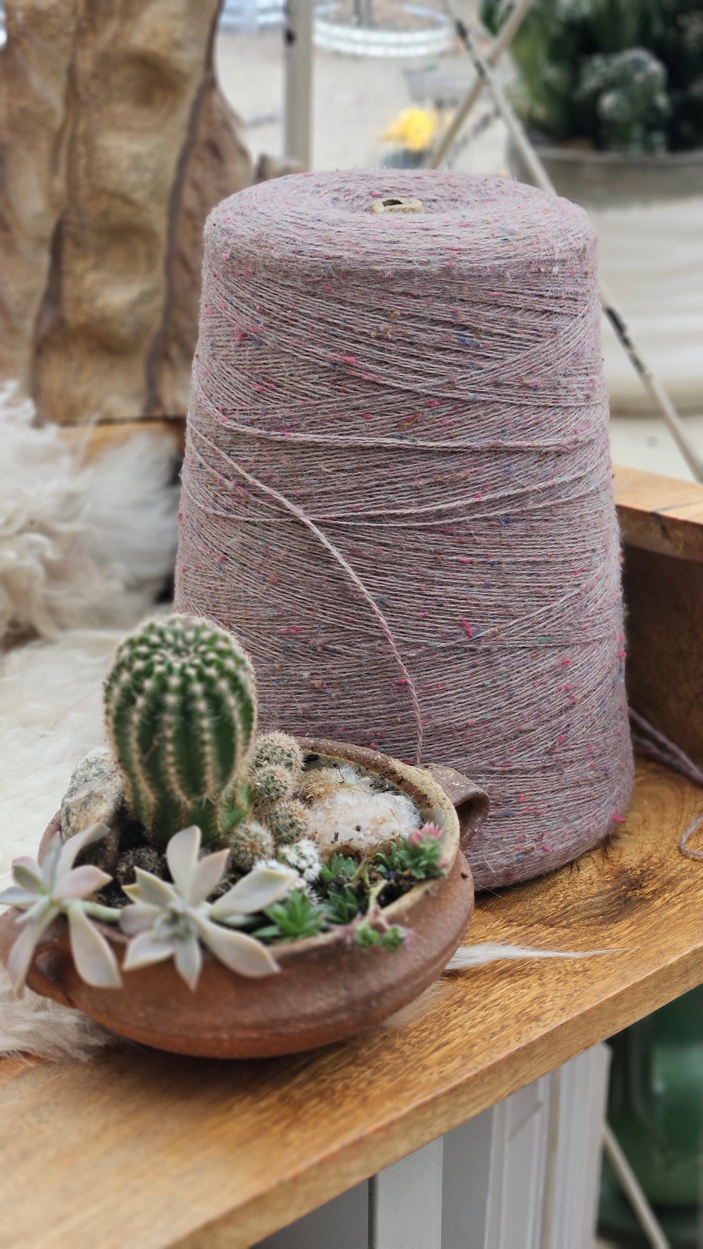 Dusty Mauve Heathered Wool Thread Cone - 3+ pounds