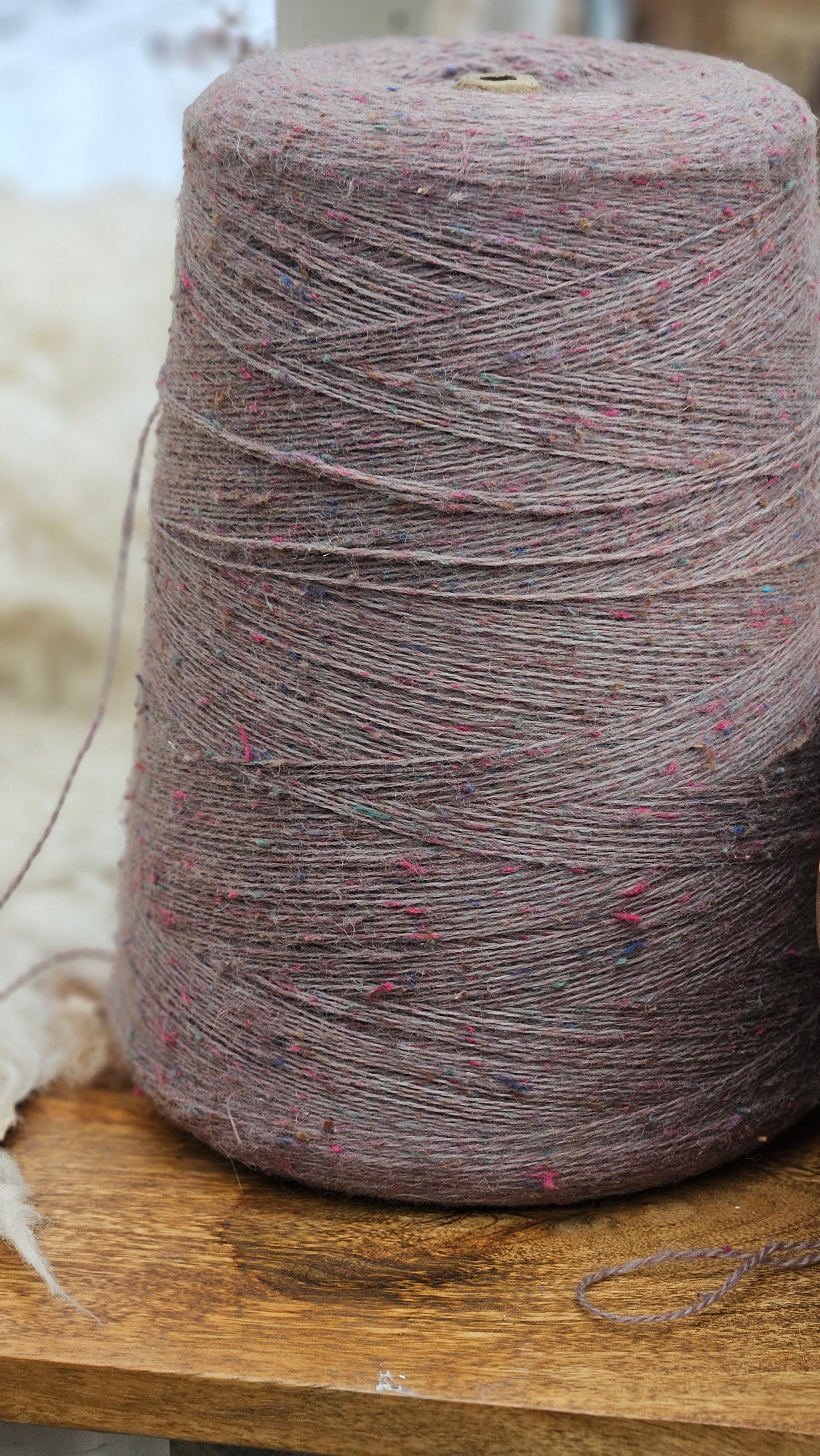 Dusty Mauve Heathered Wool Thread Cone - 3+ pounds