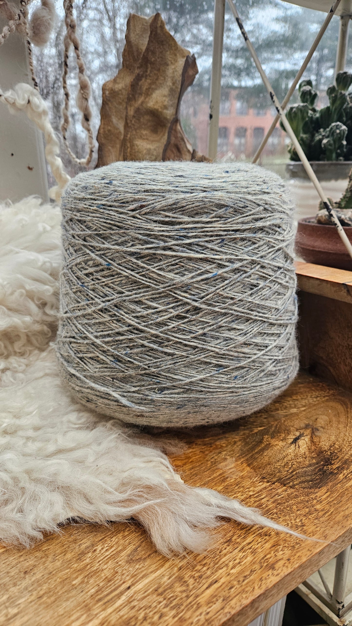 Soft Blue Green Heathered Wool Thread Cone - 2.8 pounds