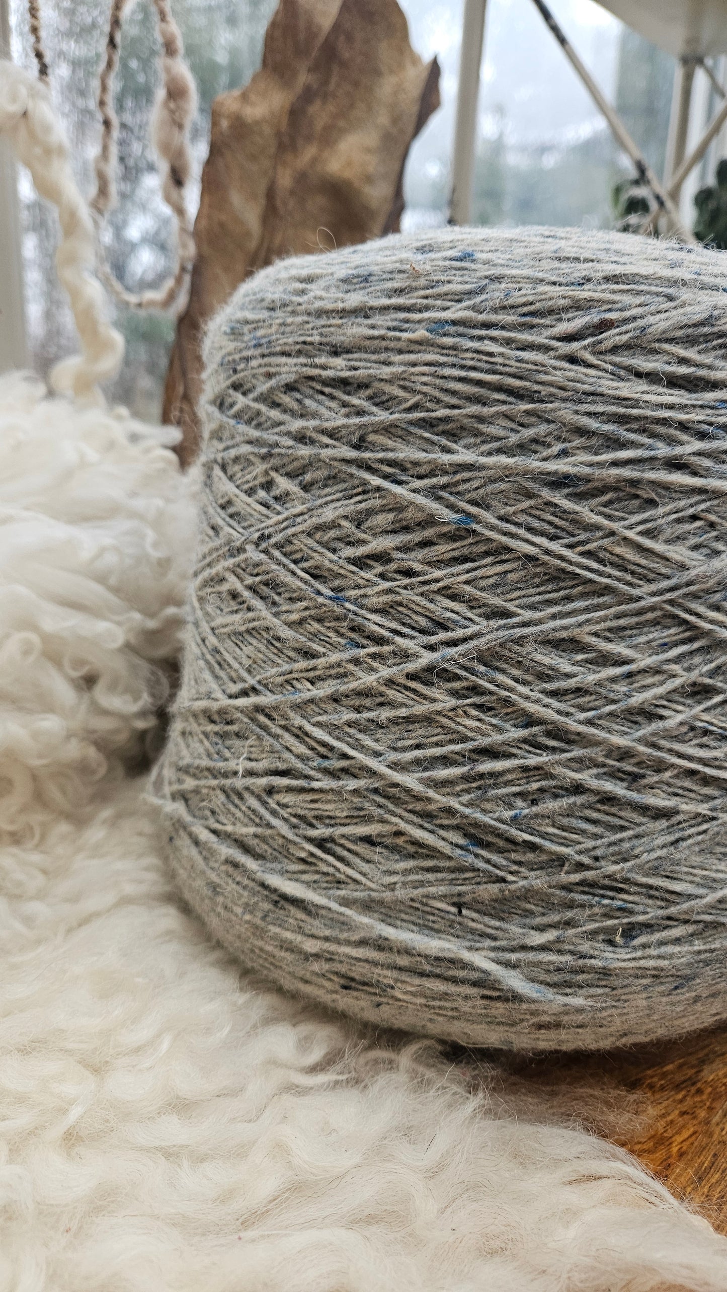 Soft Blue Green Heathered Wool Thread Cone - 2.8 pounds