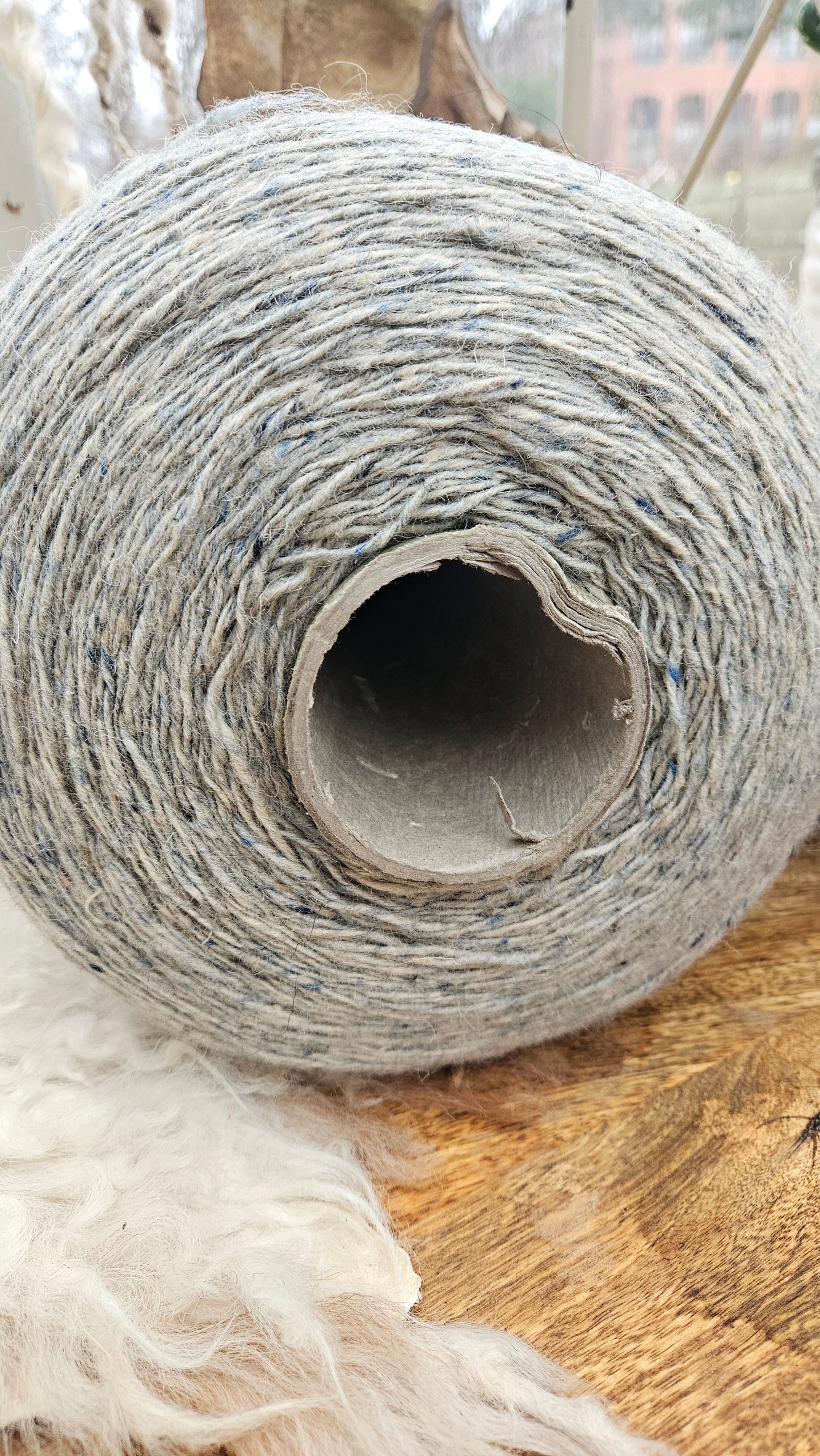 Soft Blue Green Heathered Wool Thread Cone - 2.8 pounds