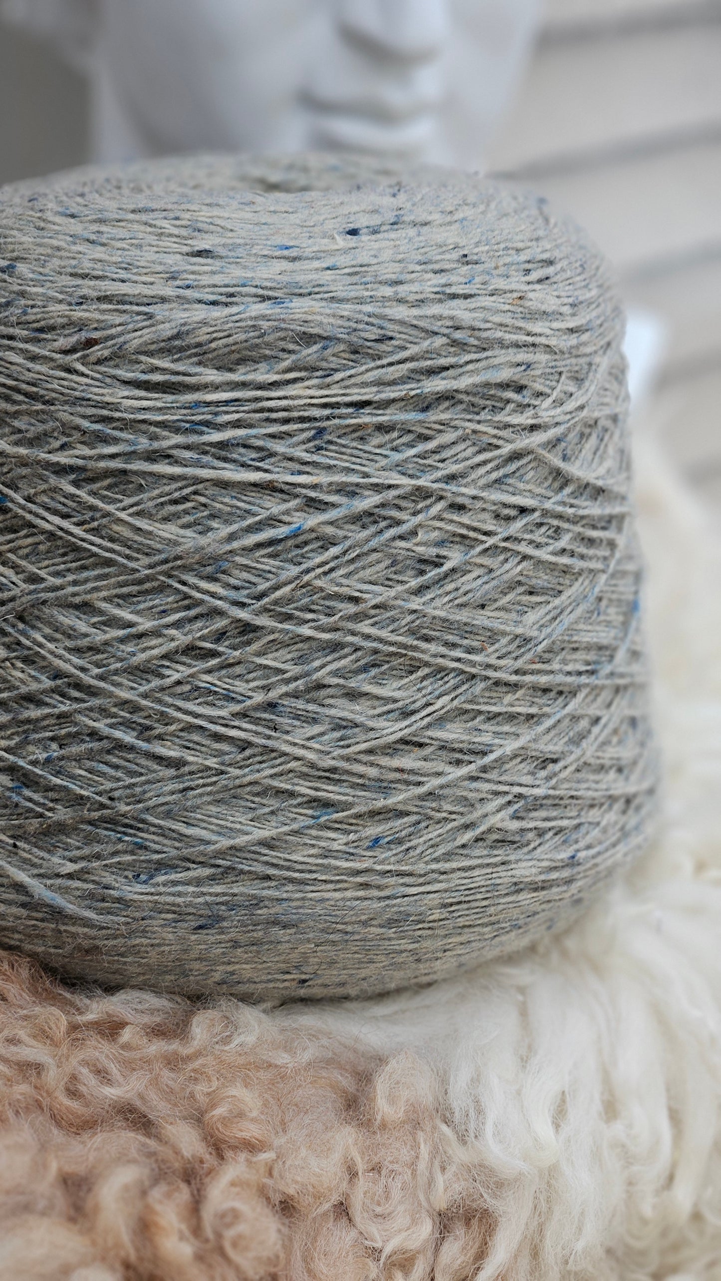 Soft Blue Green Heathered Wool Thread Cone - 2.8 pounds