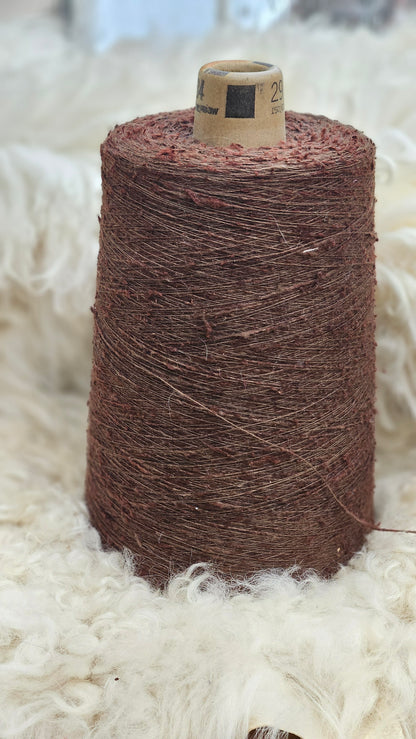 Vintage Mahogany Silk Noil Slub Thread Cone - 1 pound