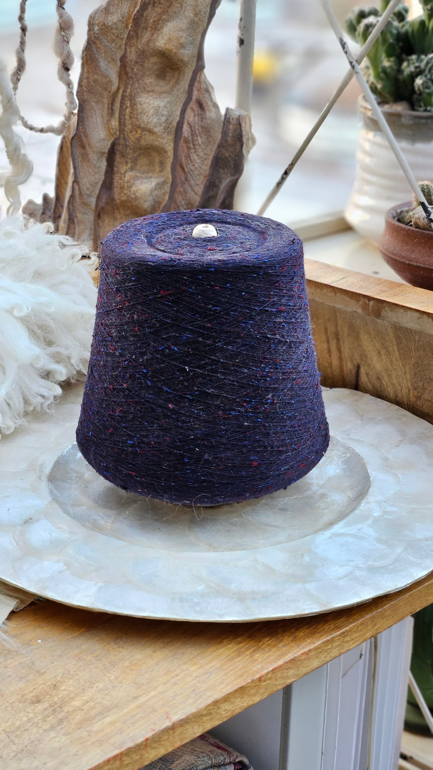 Vintage Silk Noil Slub Thread Cone - 1.5 pound