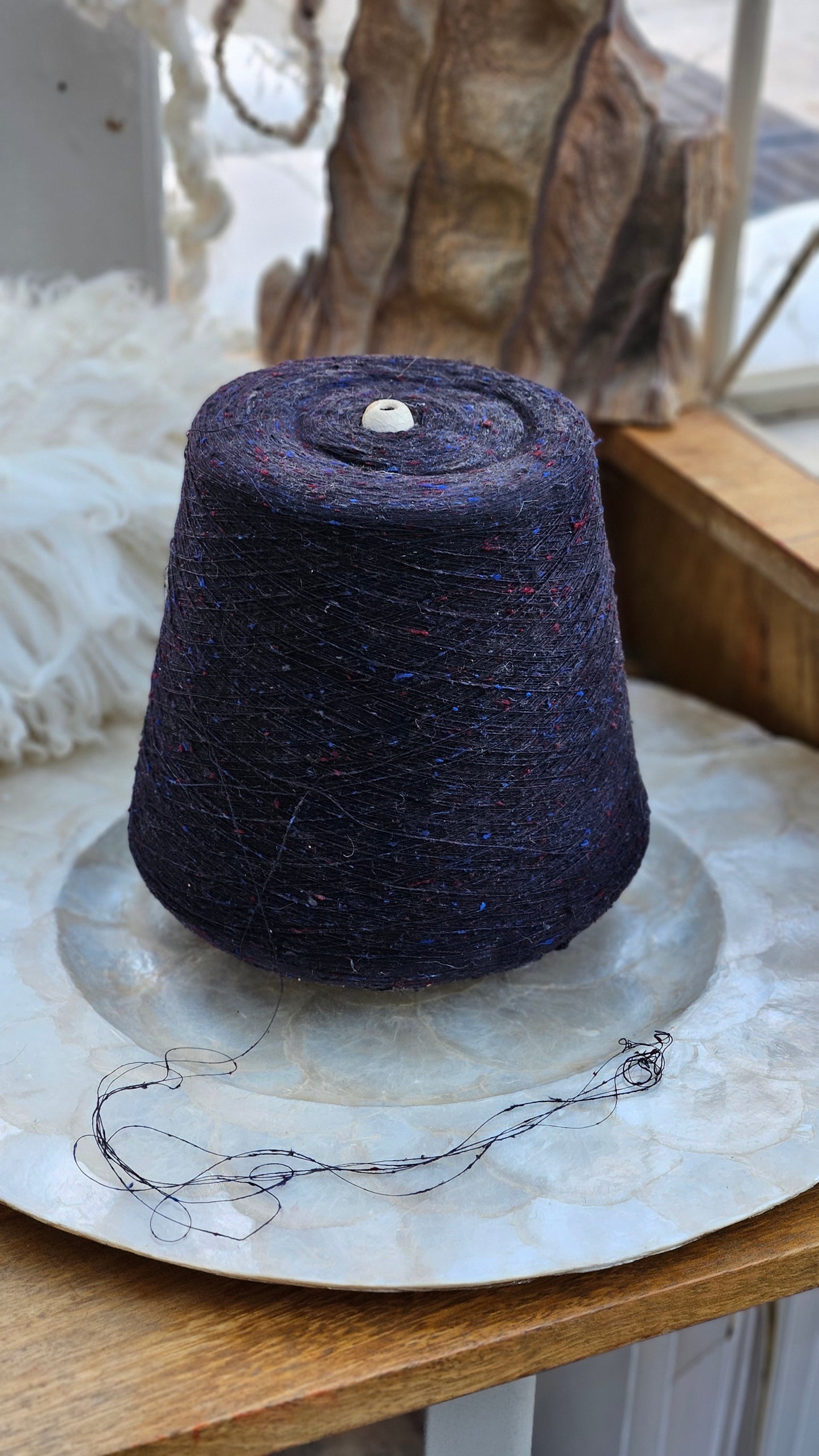 Vintage Silk Noil Slub Thread Cone - 1.5 pound