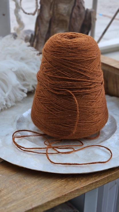 Vintage Burnt Orange Wool Thread Cone - 1.8 pounds