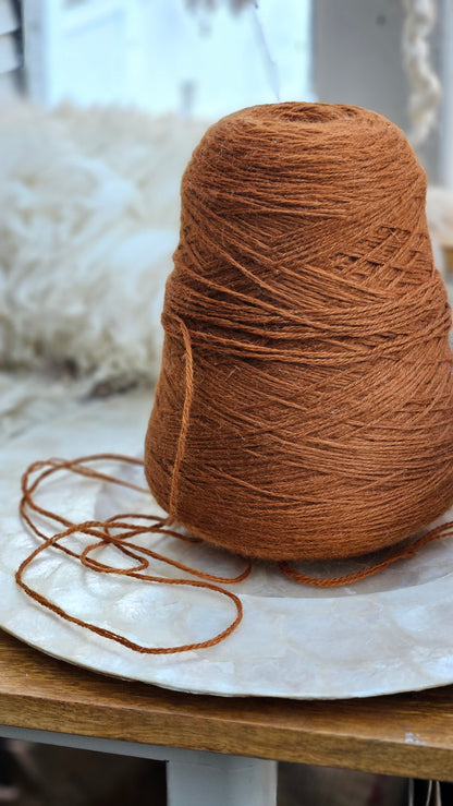 Vintage Burnt Orange Wool Thread Cone - 1.8 pounds