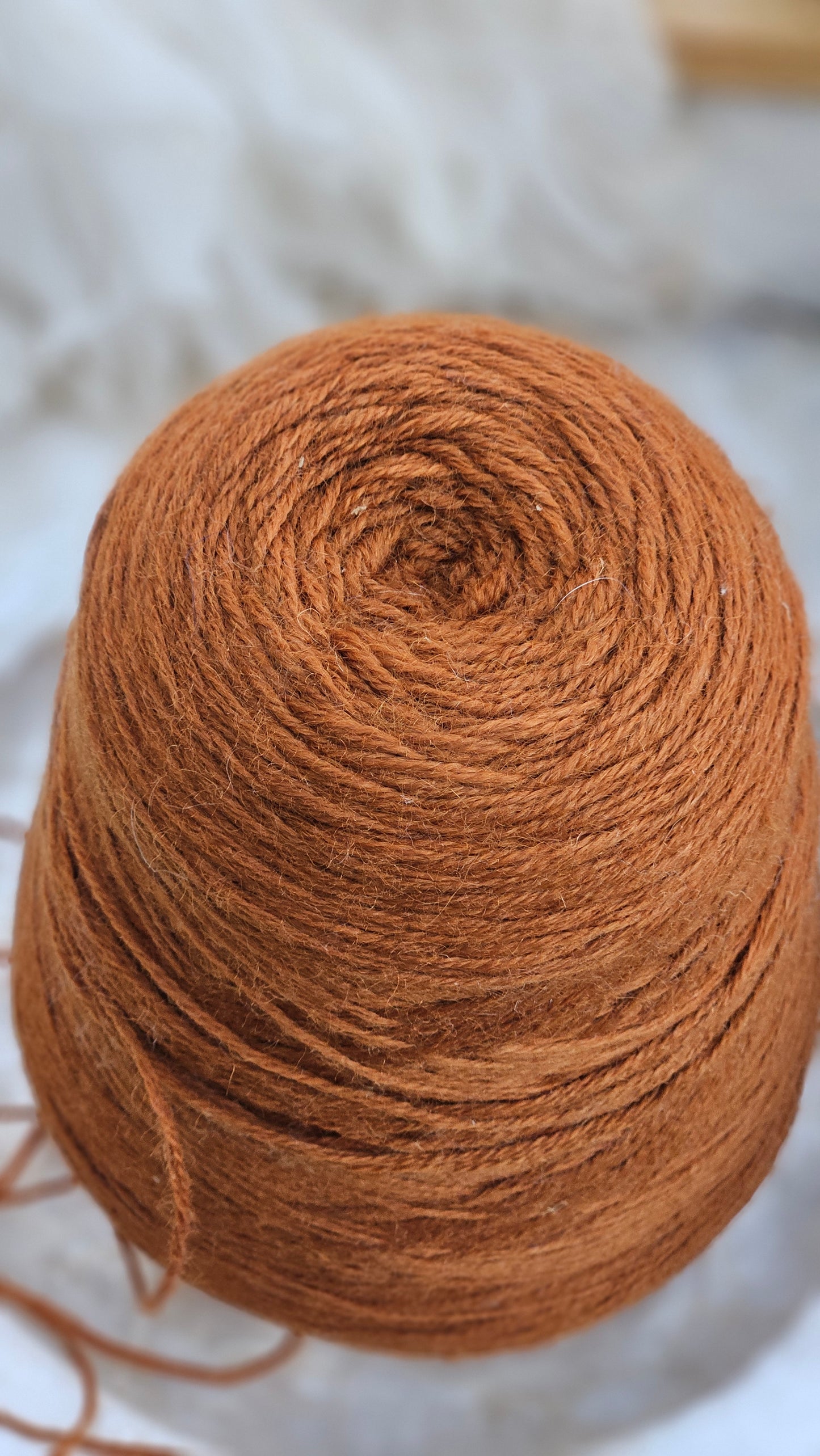 Vintage Burnt Orange Wool Thread Cone - 1.8 pounds