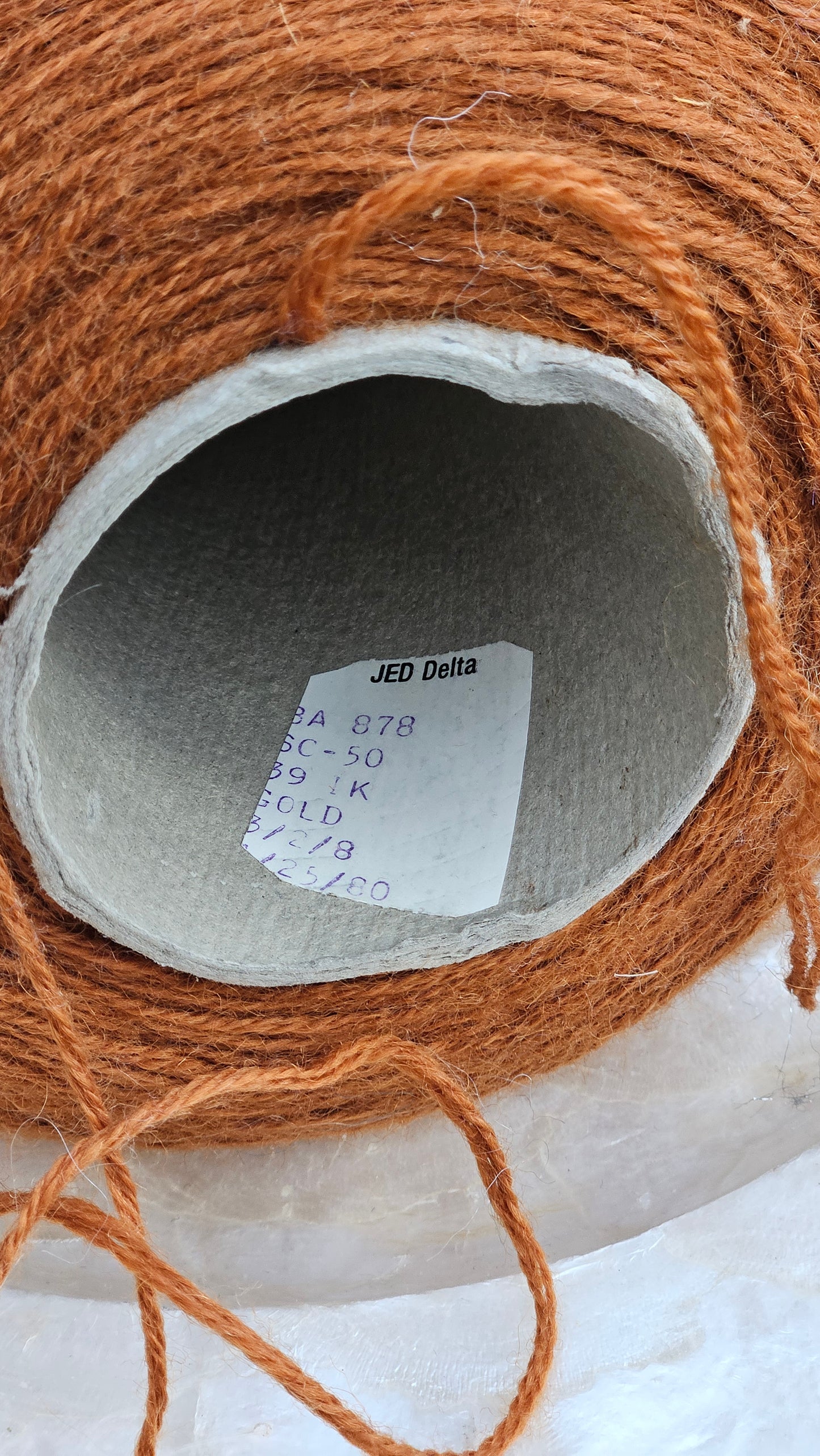 Vintage Burnt Orange Wool Thread Cone - 1.8 pounds