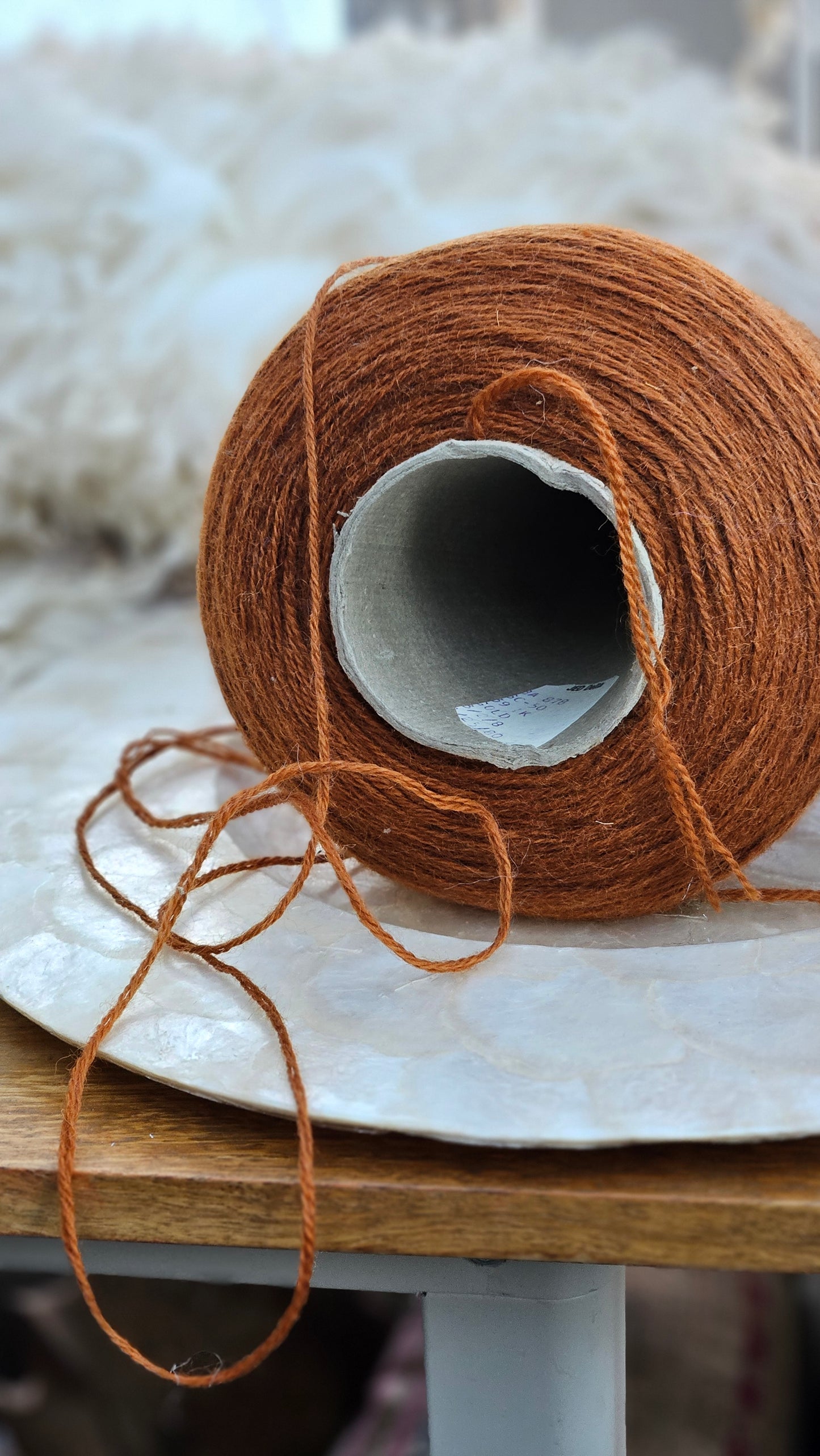 Vintage Burnt Orange Wool Thread Cone - 1.8 pounds