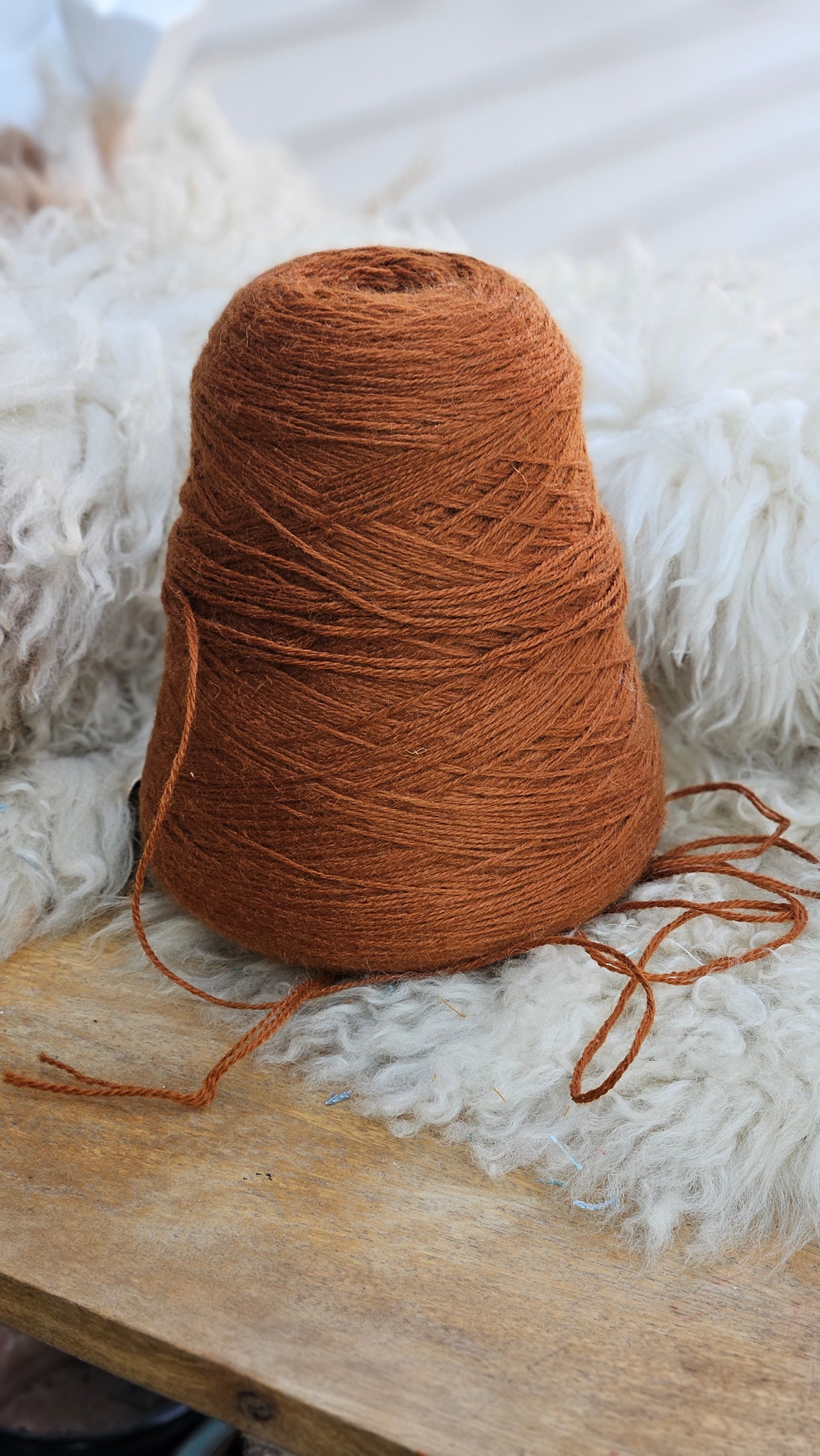 Vintage Burnt Orange Wool Thread Cone - 1.8 pounds