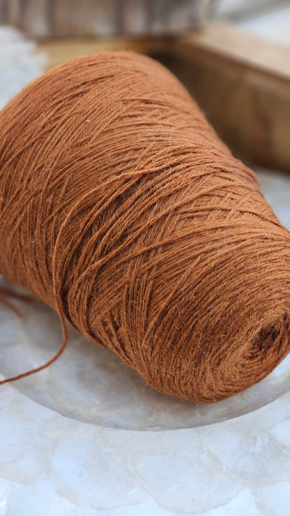 Vintage Burnt Orange Wool Thread Cone - 1.8 pounds