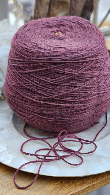 Vintage Berry Mauve Wool Thread Cone - 2.6 pounds