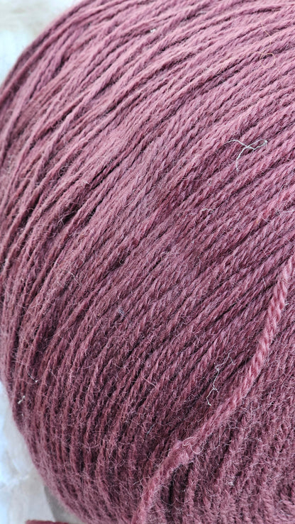 Vintage Berry Mauve Wool Thread Cone - 2.6 pounds