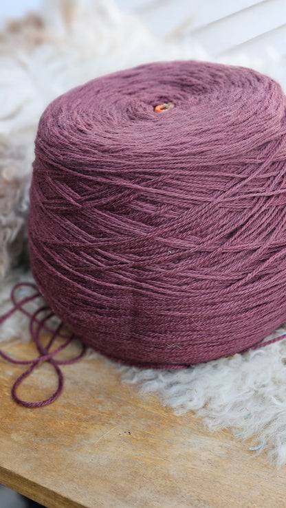 Vintage Berry Mauve Wool Thread Cone - 2.6 pounds