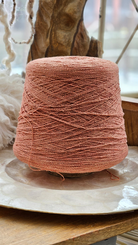 Vintage Coral Cotton Boucle Thread Cone - 1.8 pounds